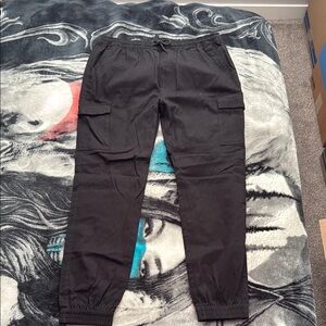 Rue21 Black Cargo Pants with Elastic Cuffs